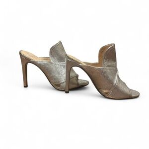 Vince Camuto Shimmering Silver Heeled Mules